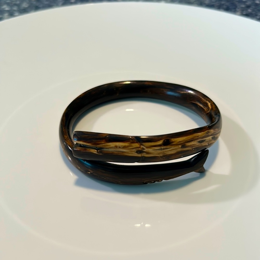 Hand carved wooden whale bracelet
